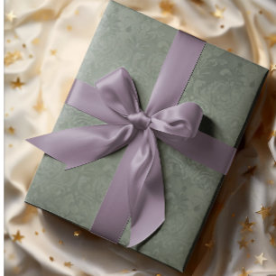 Elegant Antique Damask Dark Silver Pine  Wrapping Paper