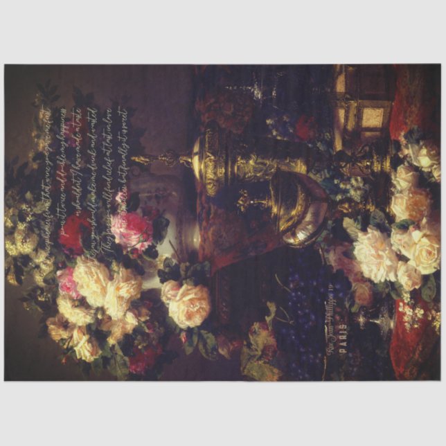 Elegant Antique Floral Decoupage Tissue Paper (Front)