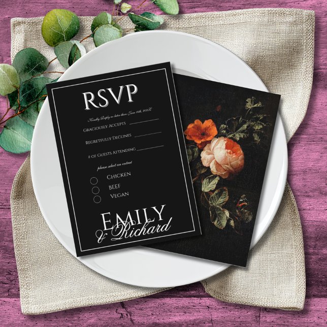 Elegant Antique Floral Wedding RSVP Meal Choices Enclosure Card (Creator Uploaded)
