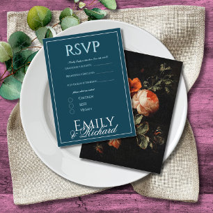 Elegant Antique Floral Wedding RSVP Meal Choices Enclosure Card