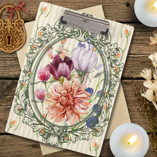 Elegant antique frame watercolor floral cute clipboard