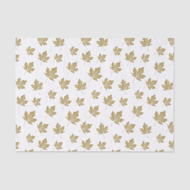 Elegant Antique Gold Fall Maple Leaves. Tissue Paper (Front)