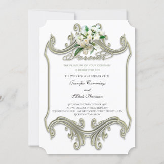 Elegant antique gold frame Wedding Invitation