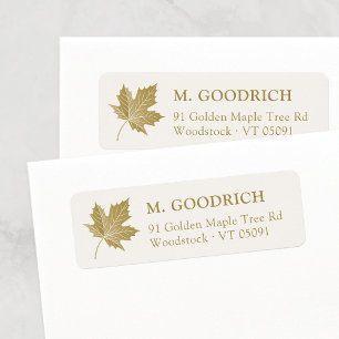 Elegant Antique Gold Maple Leaf. Return Address 