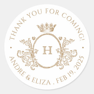 Elegant Antique Gold Monogram Wedding Sticker