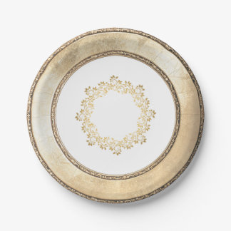 Elegant Antique Gold Rimmed Filigree Paper Plate
