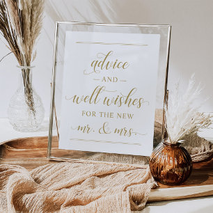 Elegant Antique Gold Script Wedding Well Wishes Poster