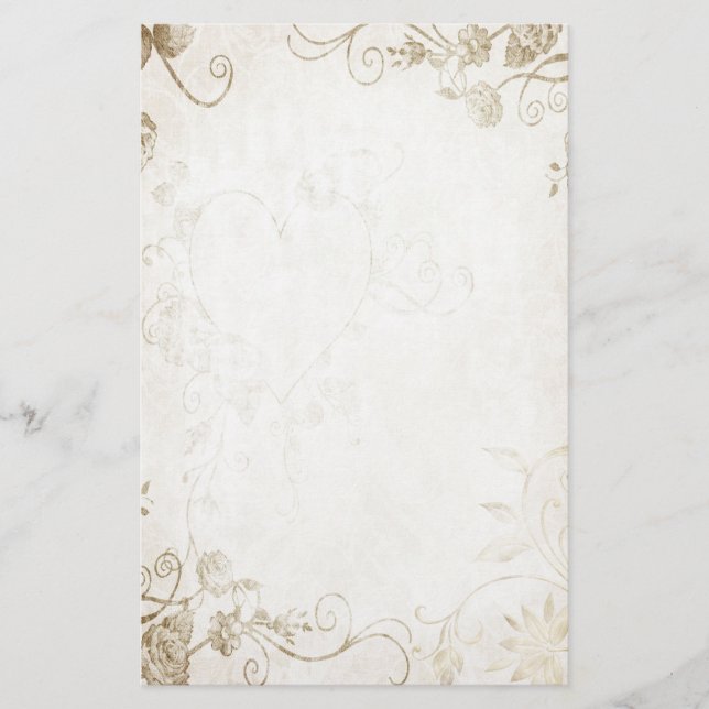 Elegant Antique Gold Vintage Wedding Stationery (Front)