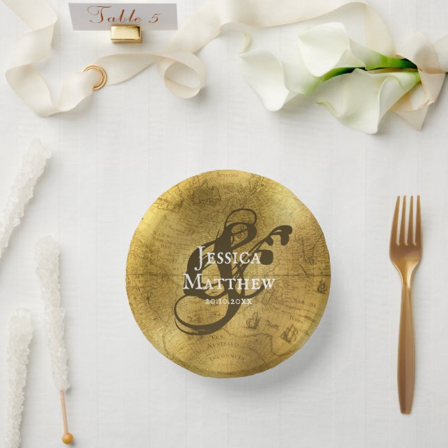 Elegant Antique Golden Metal Wedding Paper Plate (Wedding)