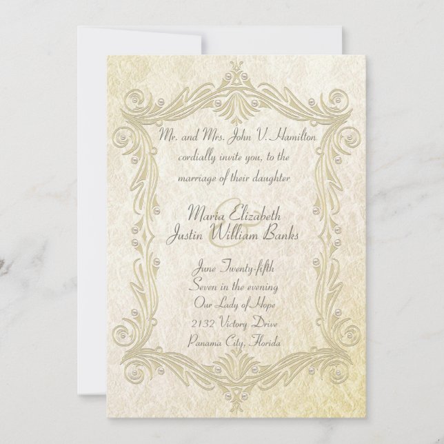 Elegant Antique Inspired Wedding Invitation (Front)