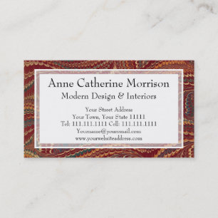 Elegant Antique Marbled Paper Burgundy and Gold Business Card
