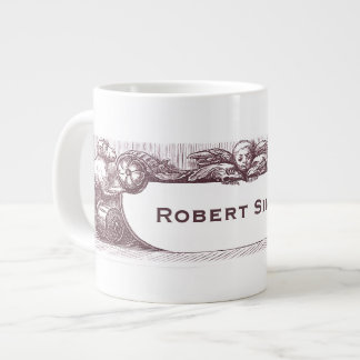 Elegant Antique Monkeys Holding Your Name Large Coffee Mug