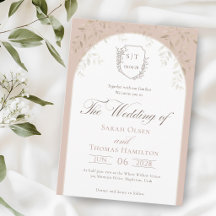 Elegant Antique Pink Crest Monogram Wedding