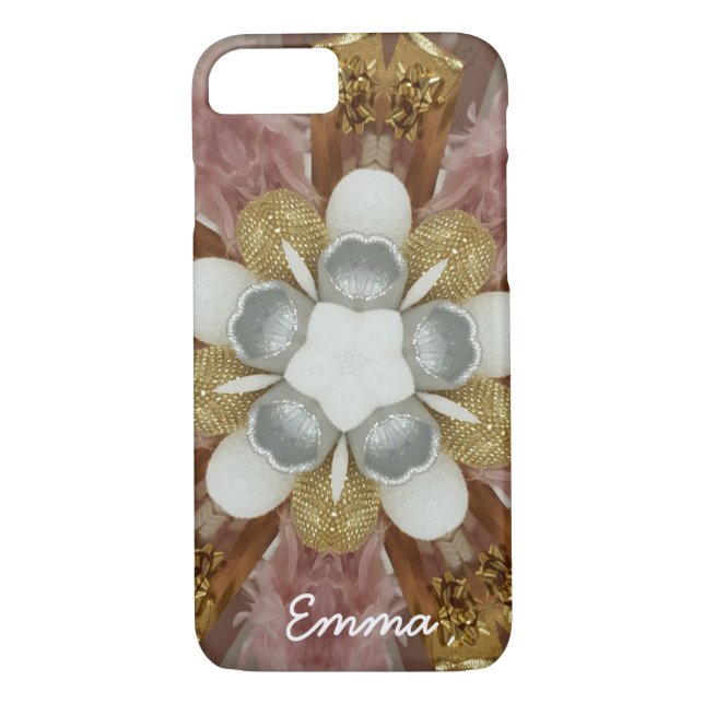 Elegant Antique Pink Silver Grey Gold White Flower Case-Mate iPhone Case (Back)