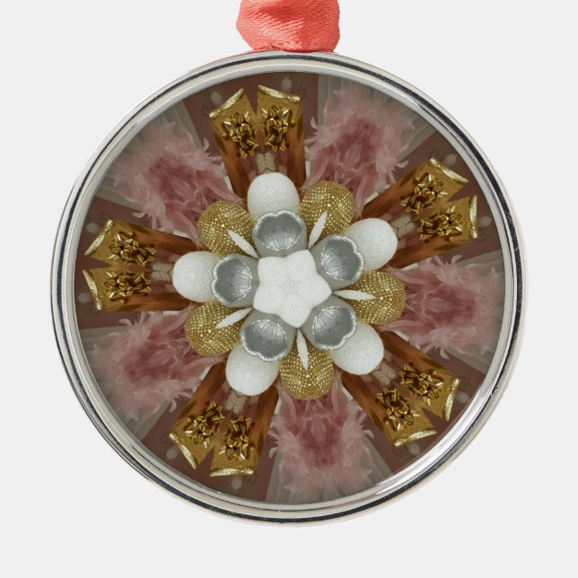 Elegant Antique Pink Silver Grey Gold White Flower Metal Tree Decoration (Front)