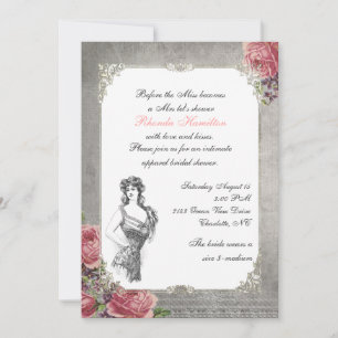 Elegant Antique Roses Bridal Shower Invitation