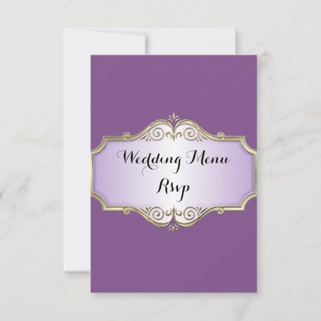 Elegant Antique Satin Wedding Menu RSVP (Front)