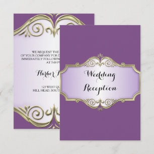 Elegant Antique Satin Wedding Reception Invitation