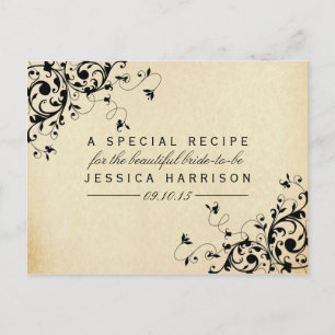Elegant Antique Swirls Bridal Shower Recipe Cards