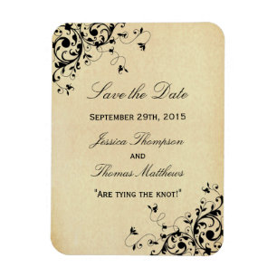 Elegant Antique Swirls Wedding Save The Date Magnet