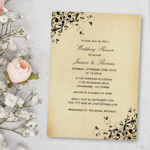 Elegant Antique Swirls Wedding Shower Invitation