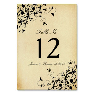 Elegant Antique Swirls Wedding Table Number