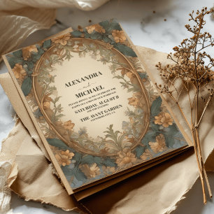 Elegant Antique Vintage Art Nouveau Floral Wedding Invitation