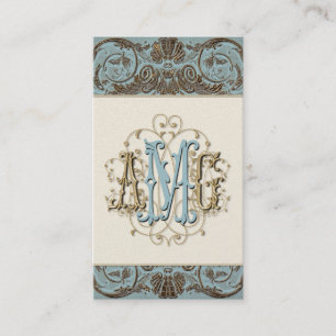 Elegant Antiqued Gold Baroque Monogrammed Cards