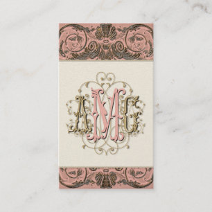 Elegant Antiqued Gold Baroque Monogrammed Cards
