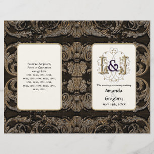 Elegant Antiqued Gold Baroque, Wedding Program
