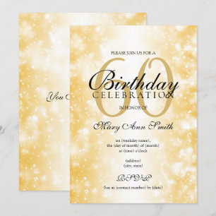 Elegant Any Age Birthday Party Shimmer Lights Gold Invitation
