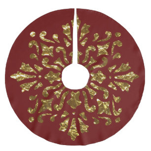 Elegant Any Colour with Printed Gold Foil Design Brushed Polyester Tree Skirt