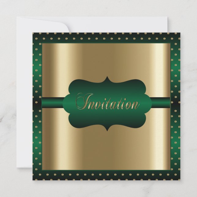 Elegant Any Occasion | Green and Gold Invitation (Front)