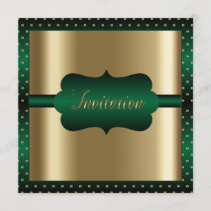 Elegant Any Occasion   Green and Gold Invitation