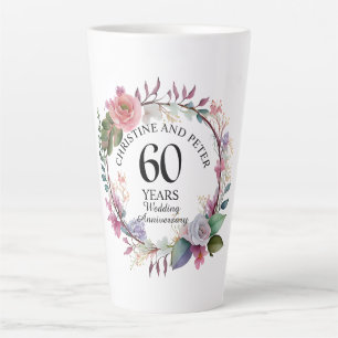 Elegant Any Wedding (60) Floral Anniversary Latte Mug