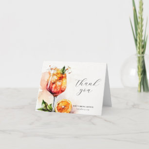 Elegant Aperol Spritz Bridal Shower Thank You Card