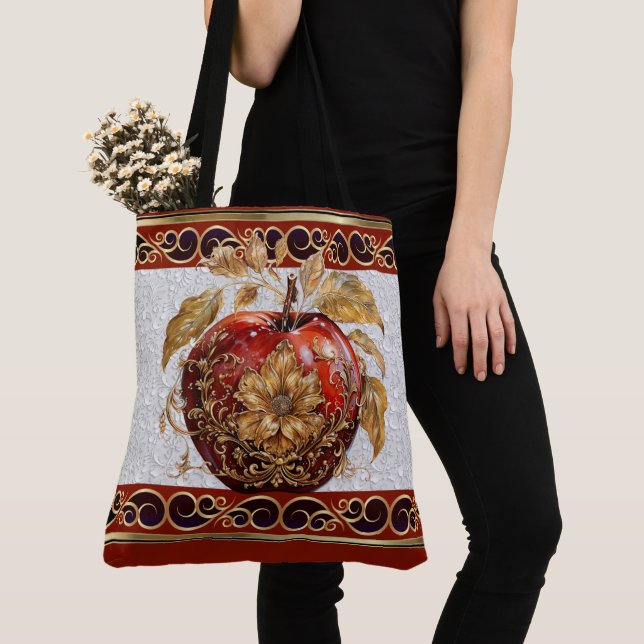 Elegant Apple for the Teacher - See Back   Tote Bag (Close Up)