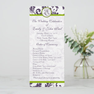 Elegant Apple Green Trim Lapis Purple Damask Programme