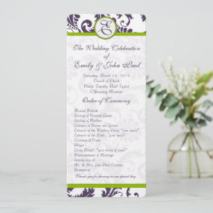 Elegant Apple Green Trim Lapis Purple Damask Programme