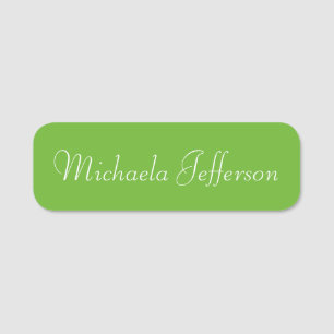 Elegant Apple Green Unique Handwritten Calligraphy Name Tag