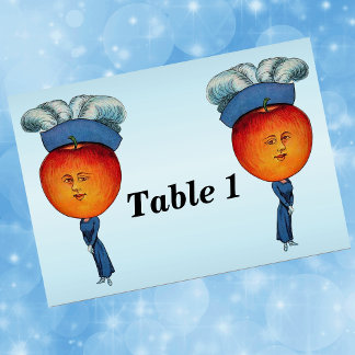 Elegant Apple Head Lady Feather Hat Table Number
