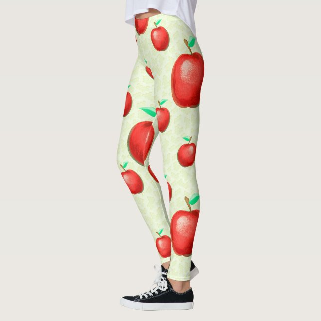 Elegant Apples Pattern Honeycomb Background | Leggings (Left)