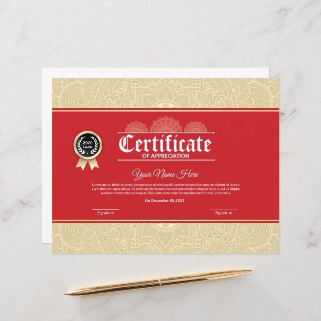 Elegant Appreciation Certificate Template (Front/Back In Situ)