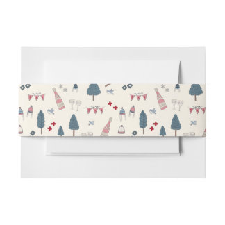 Elegant Apres Ski Bachelorette Mountain Weekend Invitation Belly Band