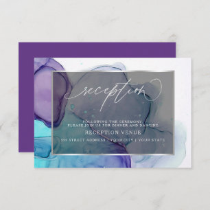 Elegant Aqua and Deep Purple Reception Invitation