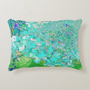 Elegant Aqua and Green Limelight Hydrangea Detail Decorative Cushion