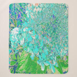 Elegant Aqua and Green Limelight Hydrangea Detail Sherpa Blanket