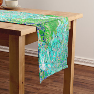 Elegant Aqua and Green Limelight Hydrangea Detail Short Table Runner