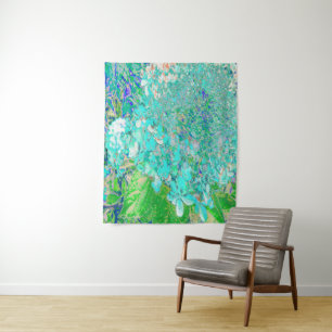 Elegant Aqua and Green Limelight Hydrangea Detail Tapestry