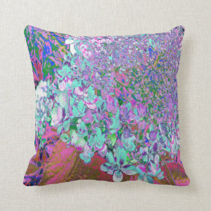 Elegant Aqua and Purple Limelight Hydrangea Detail Cushion